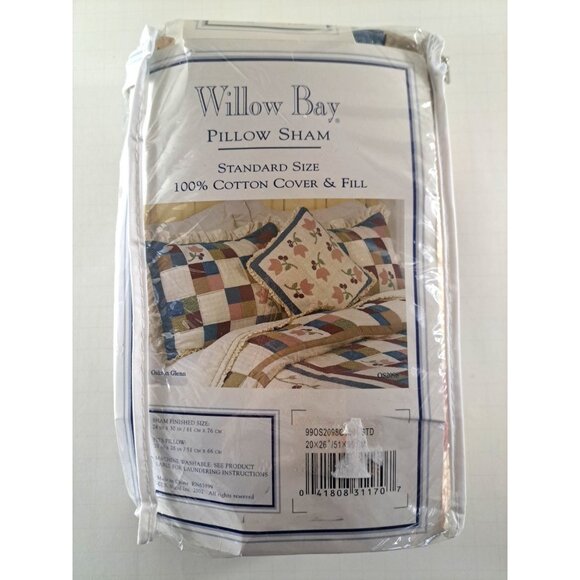 Vintage NEW Willow Bay Quilted Pillow Sham Floral Patchwork Cotton Farmhouse - Picture 1 of 5